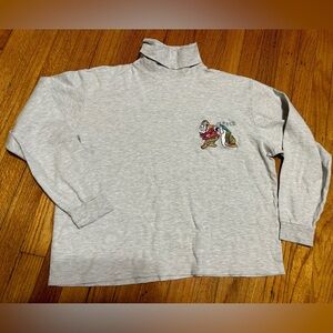 VTG The Disney Store Large Snow White Sleepy And Grumpy Embroidered Turtleneck